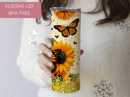 Personalized Sunflower Tumbler - Custom Floral Gift for Women and Sunflower Lovers