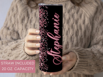 Rose Gold Ombre Glitter Tumbler - Sparkling Gift for Her or Mom