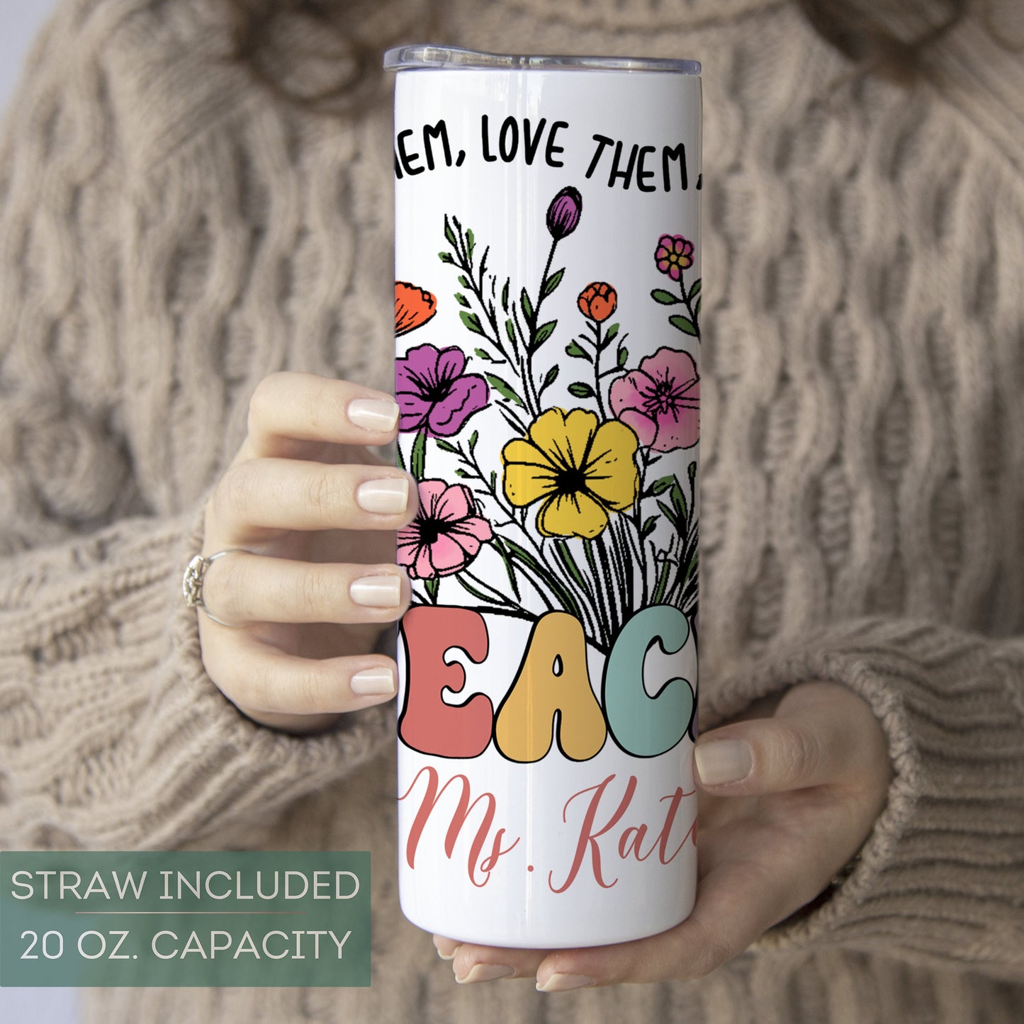 Personalized Floral Wildflower Tumbler - Teacher Appreciation Gift
