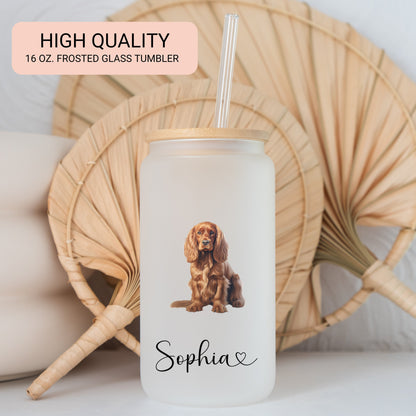 Personalized Dog Frosted Glass Tumbler - Custom Iced Coffee Cup for Dog Lovers