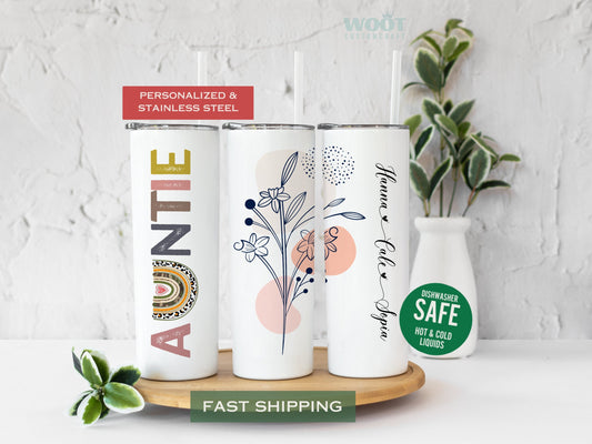 Personalized Aunt Tumbler - Unique Gift for New Auntie or Birthday from Niece