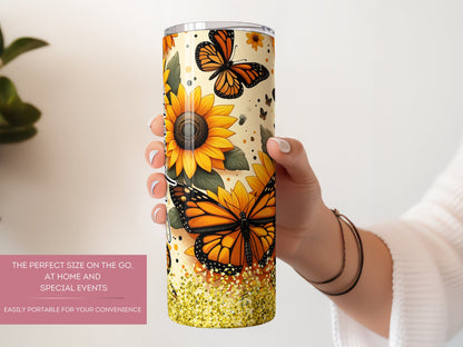 Personalized Sunflower Tumbler - Custom Floral Gift for Women and Sunflower Lovers