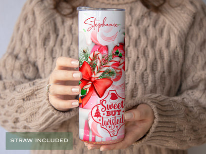 Personalized Candy Cane Tumbler - Sweet but Twisted Holiday Gift
