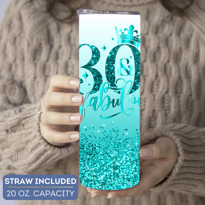 Personalized 30th Birthday Tumbler - Fabulous Glitter Cup for Her