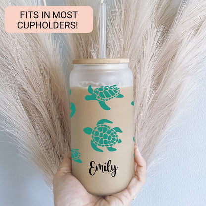 Personalized Sea Turtle Coffee Tumbler - Custom Iced Coffee Cup | Unique Gift for Turtle Lovers