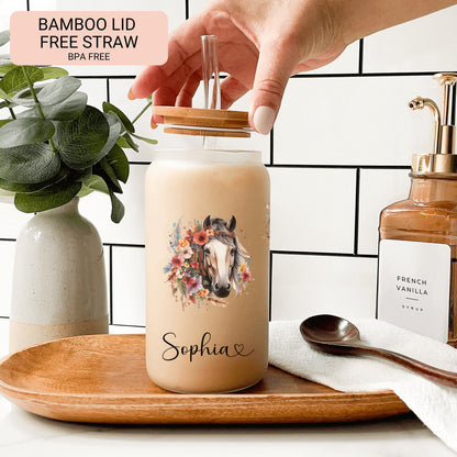 Personalized Frosted Horse Tumbler - Custom Iced Coffee Cup for Horse Lovers