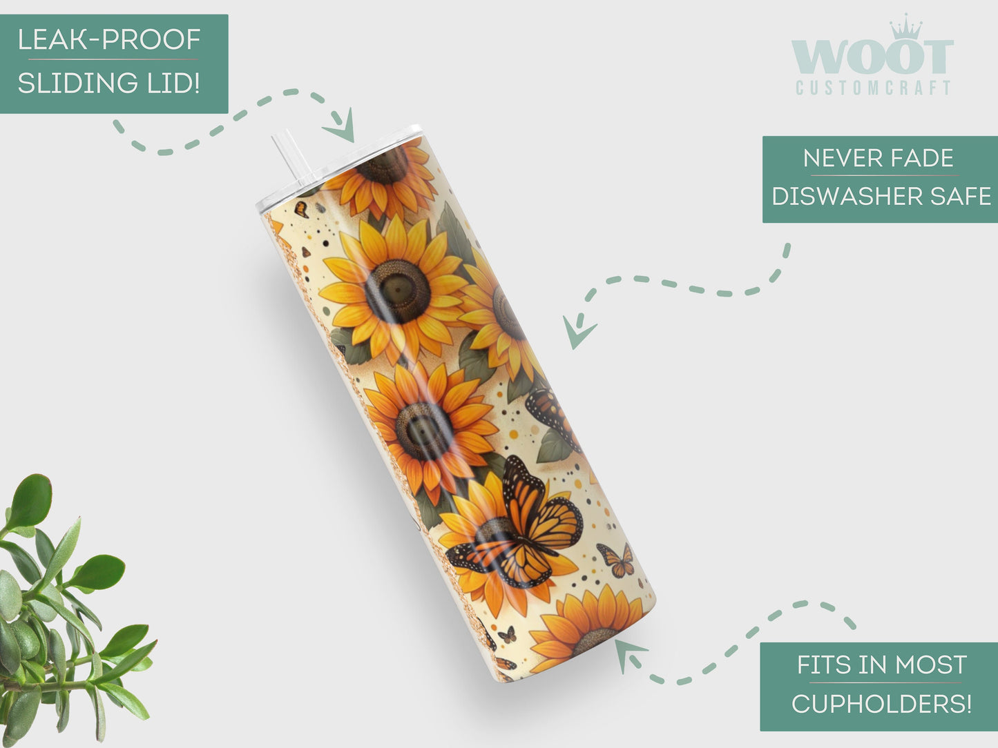 Personalized Sunflower Tumbler - Custom Floral Gift for Sunflower Lovers