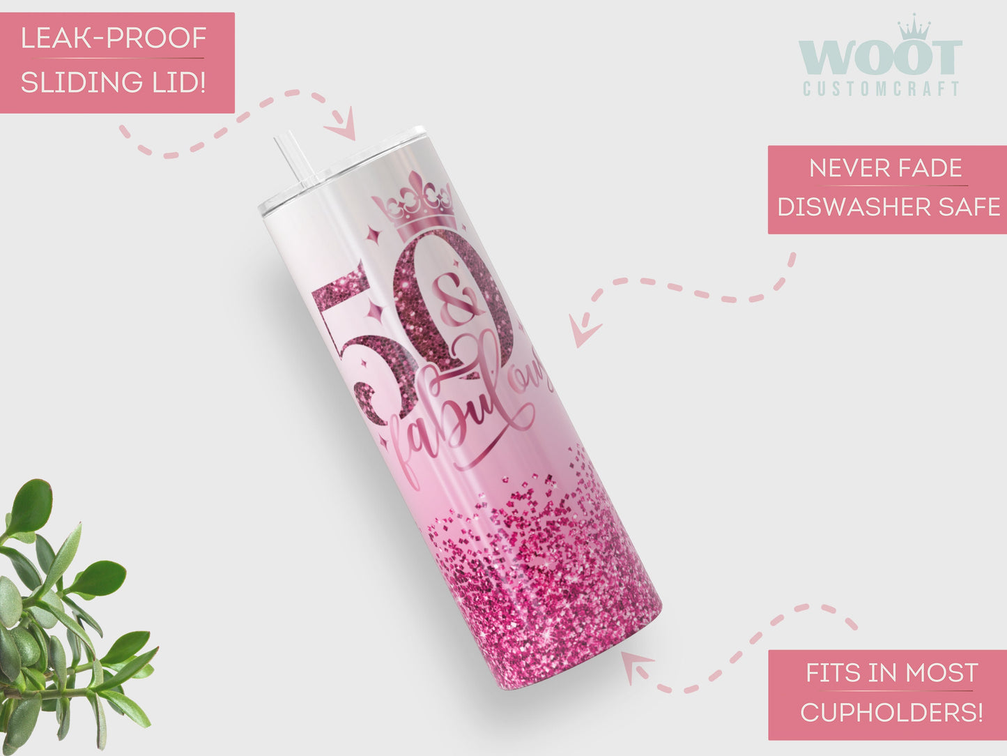 Personalized 50th Birthday Tumbler - Fabulous Gift Travel Cup for Her | Happy 50th Celebration