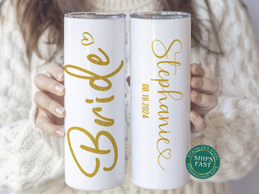 Personalized Bride Tumbler - Custom Wedding Gift for Bride and Groom