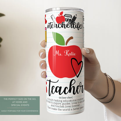 Personalized Teacher Life Tumbler - Custom Name and Facts for Teacher Appreciation