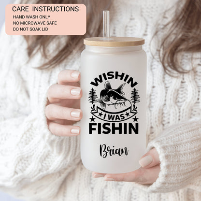Personalized Fishing Frosted Tumbler - Don't Be a Dumb Bass Iced Coffee Cup