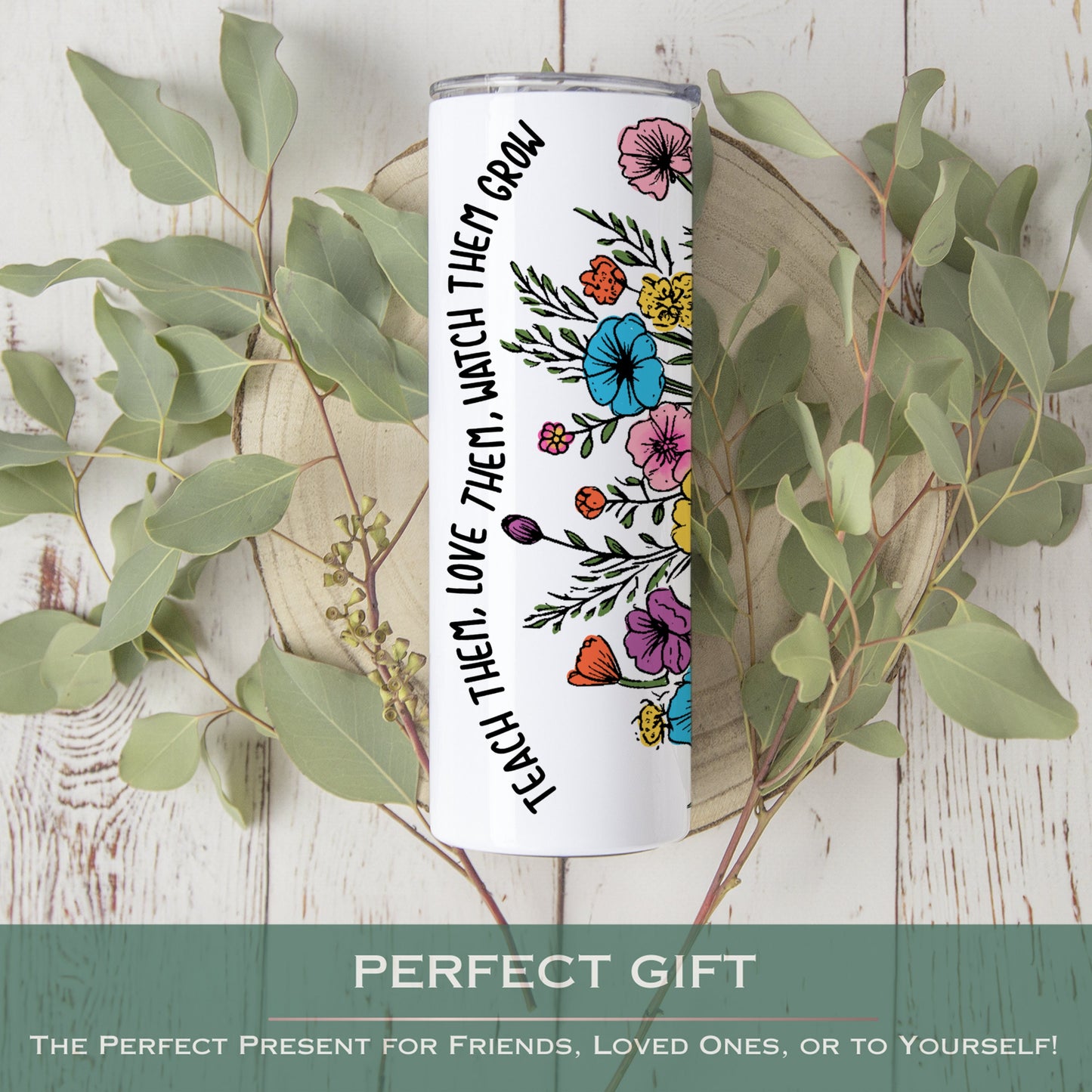 Personalized Floral Teacher Tumbler - Custom Wildflower Design for Appreciation Gift