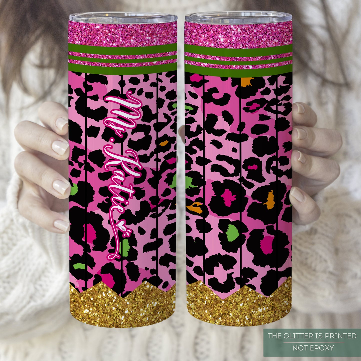 Customized Pink Leopard Teacher Tumbler - Personalized Gift for Educators