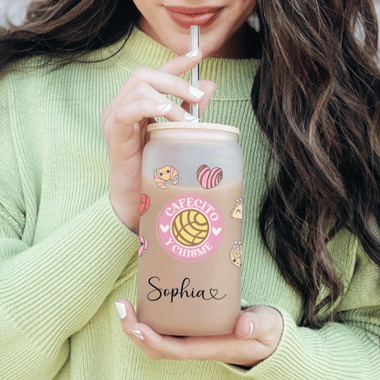 Personalized coffee tumbler featuring a pan dulce design ideal for sipping iced or hot cafecito in style