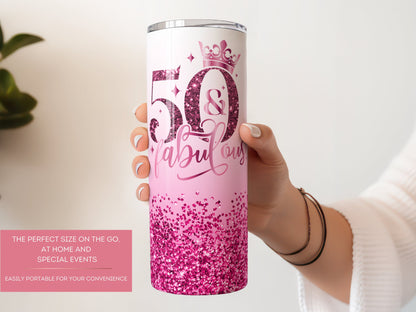 Personalized 50th Birthday Tumbler - Fabulous Gift Cup for Her | Perfect 50th Celebration Favor