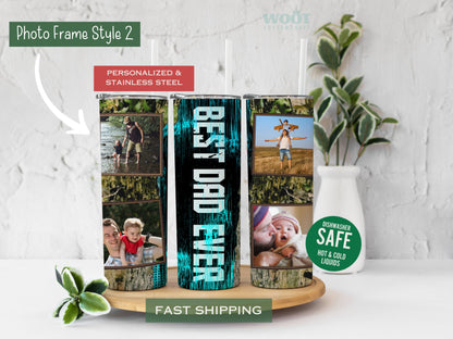 Personalized Best Dad Ever Tumbler - Fathers Day Gift with Kids' Photos