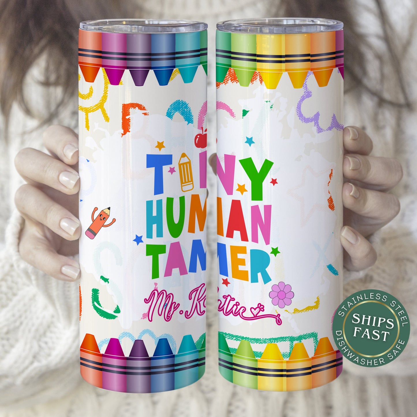 Custom Preschool Teacher Tumbler - Personalized Gift for Kindergarten & Daycare Educators
