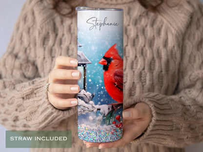 Personalized Cardinal Bird Tumbler - Gift for Cardinal Lovers and Winter