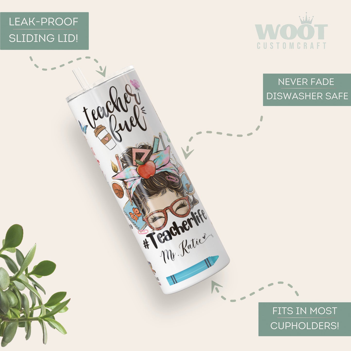 Personalized Teacher Life Tumbler - Custom Teacher Fuel Appreciation Gift