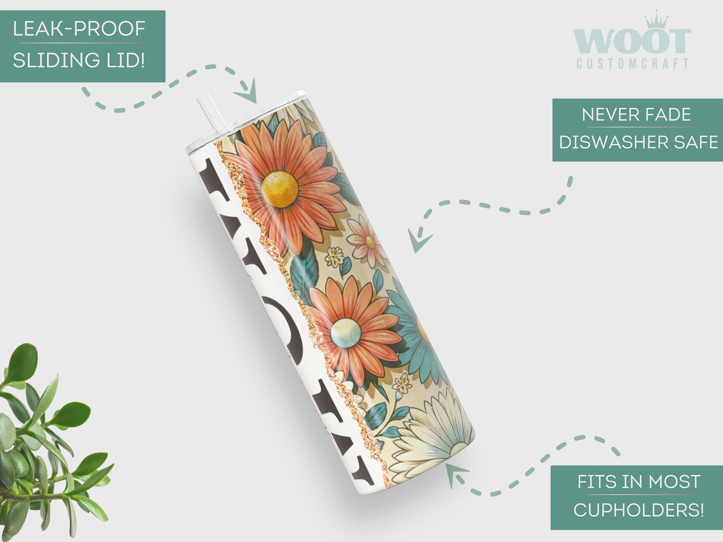 Personalized Retro Flower Tumbler - Custom Mum Gift with Kids' Names for Mothers Day