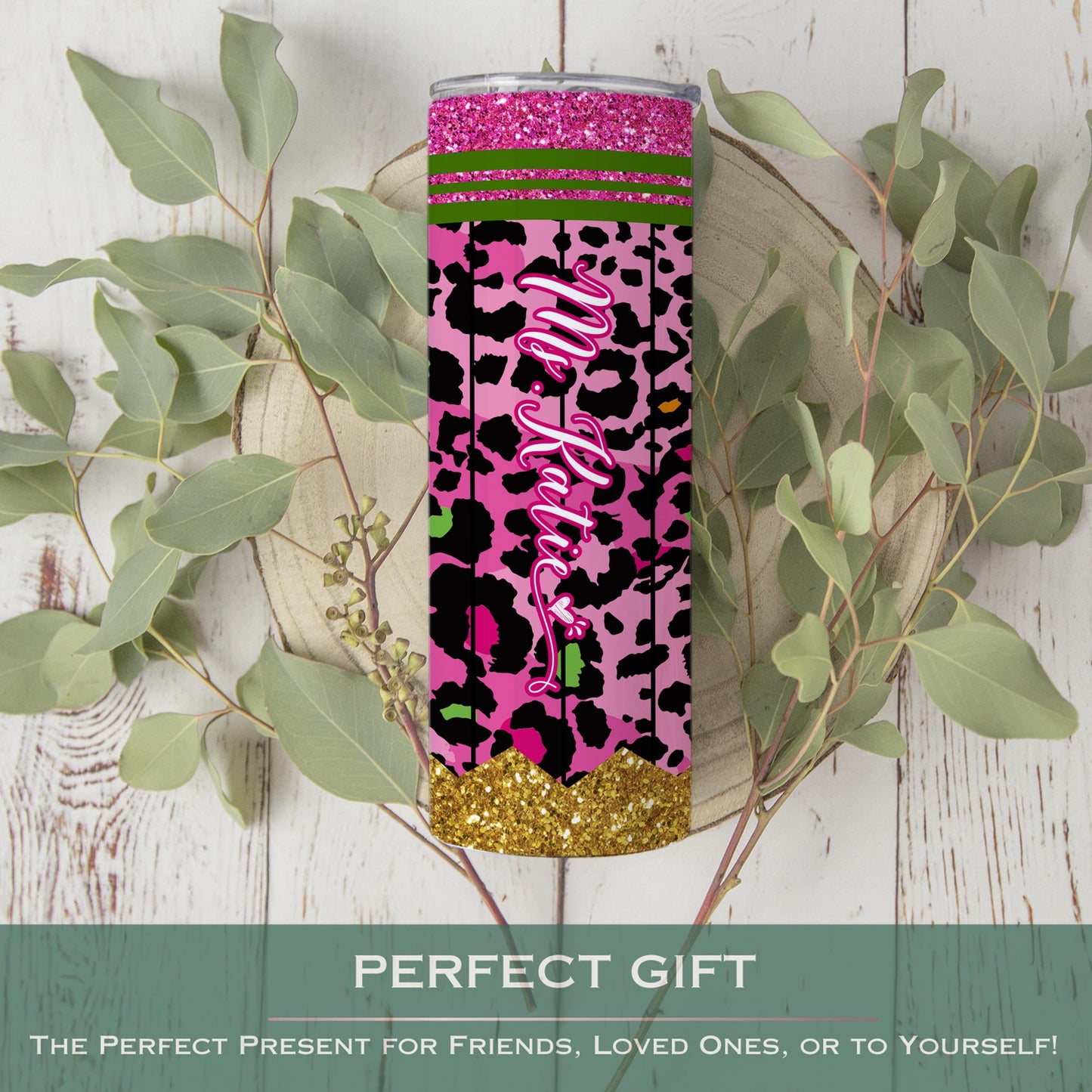 Customized Pink Leopard Teacher Tumbler - Personalized Gift for Educators