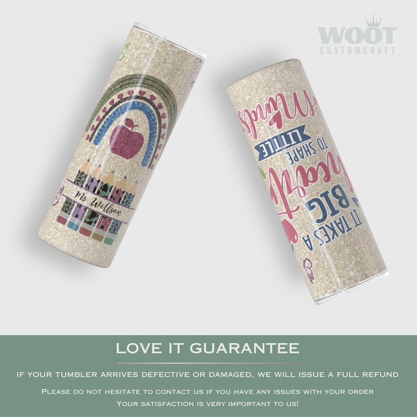 Custom Teacher Travel Tumbler - It Takes a Big Heart to Shape Little Minds Gift