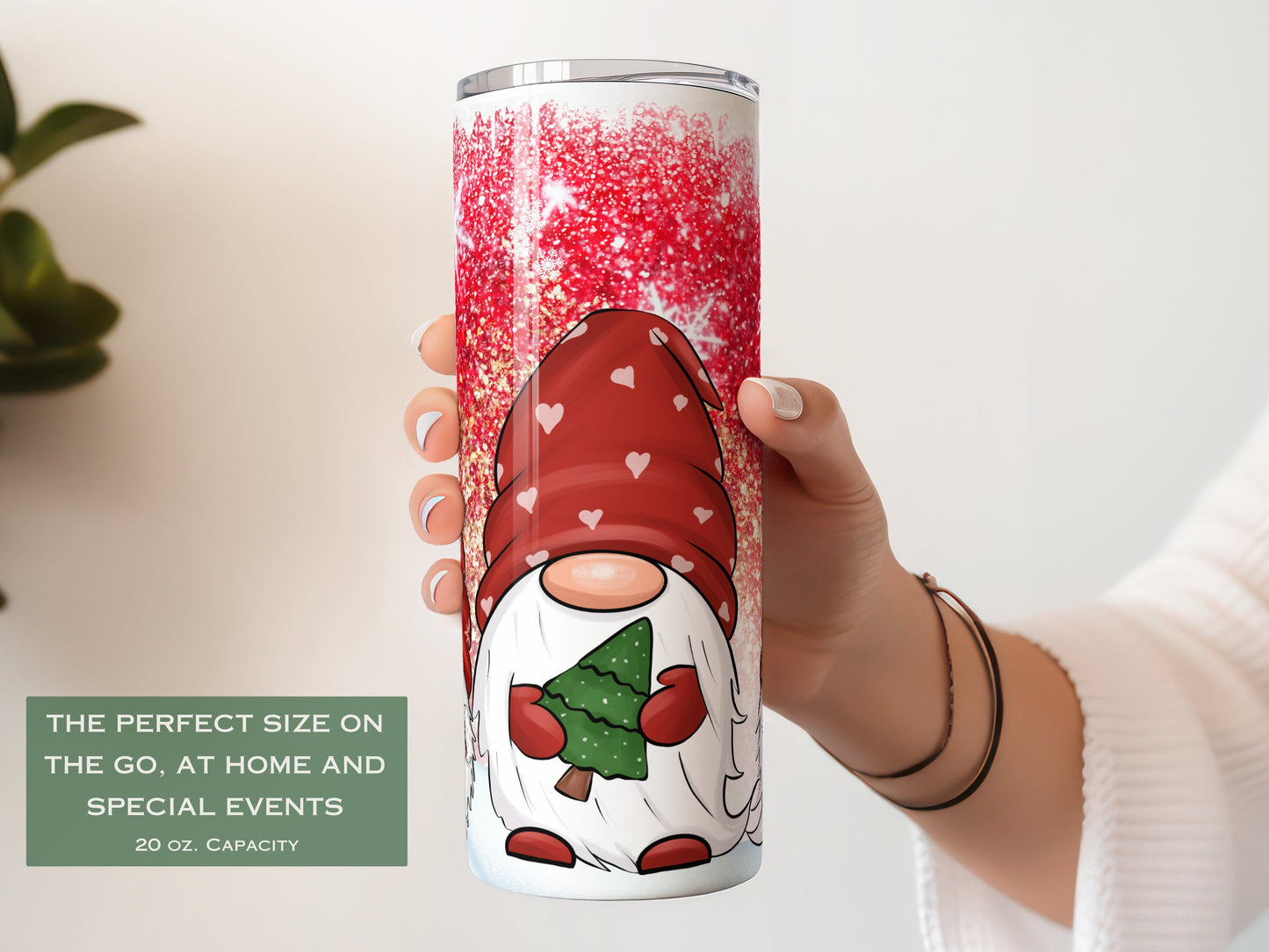 Personalized Christmas Gnome Tumbler - Snowflake Winter Gift for Her