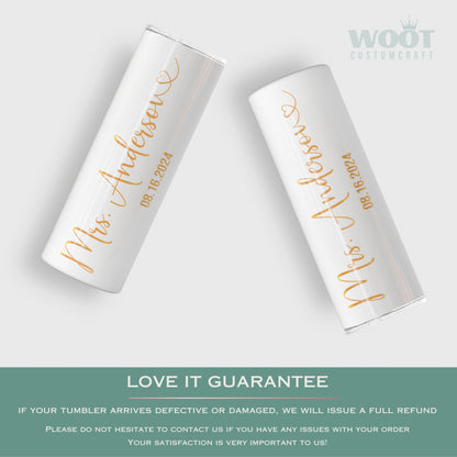 Personalized Mr & Mrs Wedding Tumbler Set - Custom Travel Cups for Newlyweds