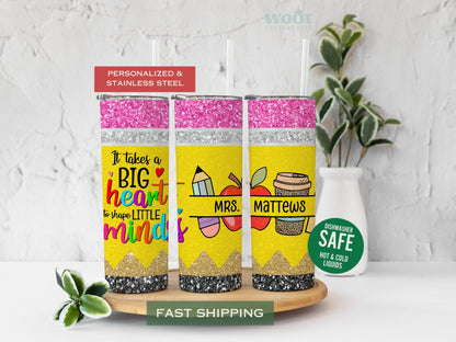 Personalized Glitter Teacher Tumbler - Appreciation Gift for Educators