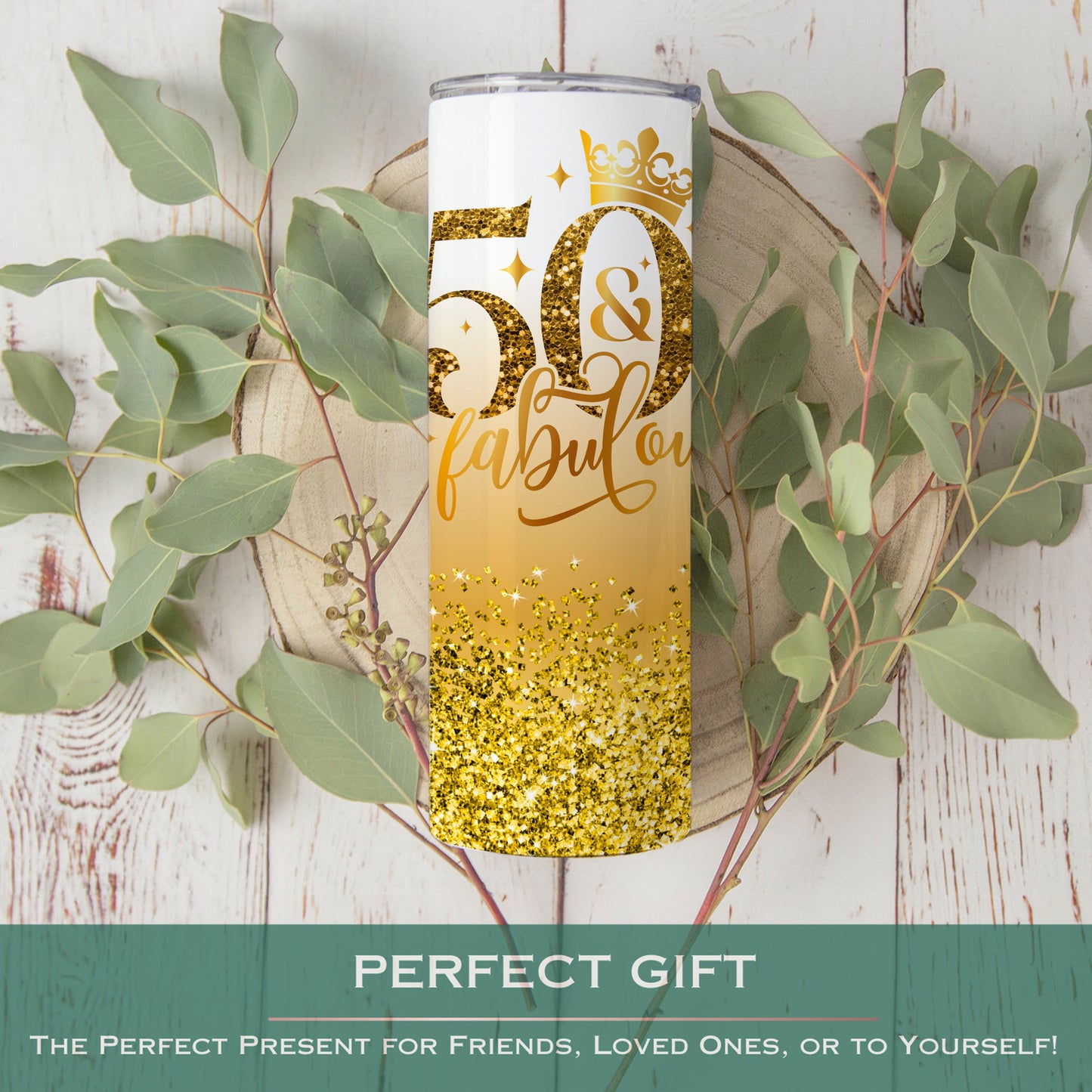 Personalized 50th Birthday Tumbler - Fifty and Fabulous Gift for Her