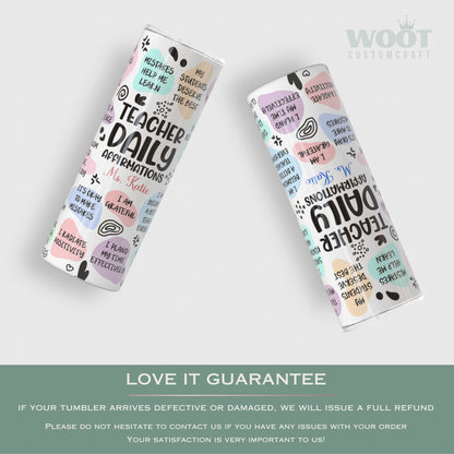 Teacher Daily Affirmation Tumbler Personalized, Teacher Gift, Teacher Affirmation Personalized, Teacher Tumbler, Teacher Appreciation Gift