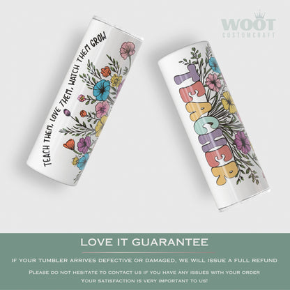 Personalized Floral Teacher Tumbler - Wildflower Design for Teacher Appreciation