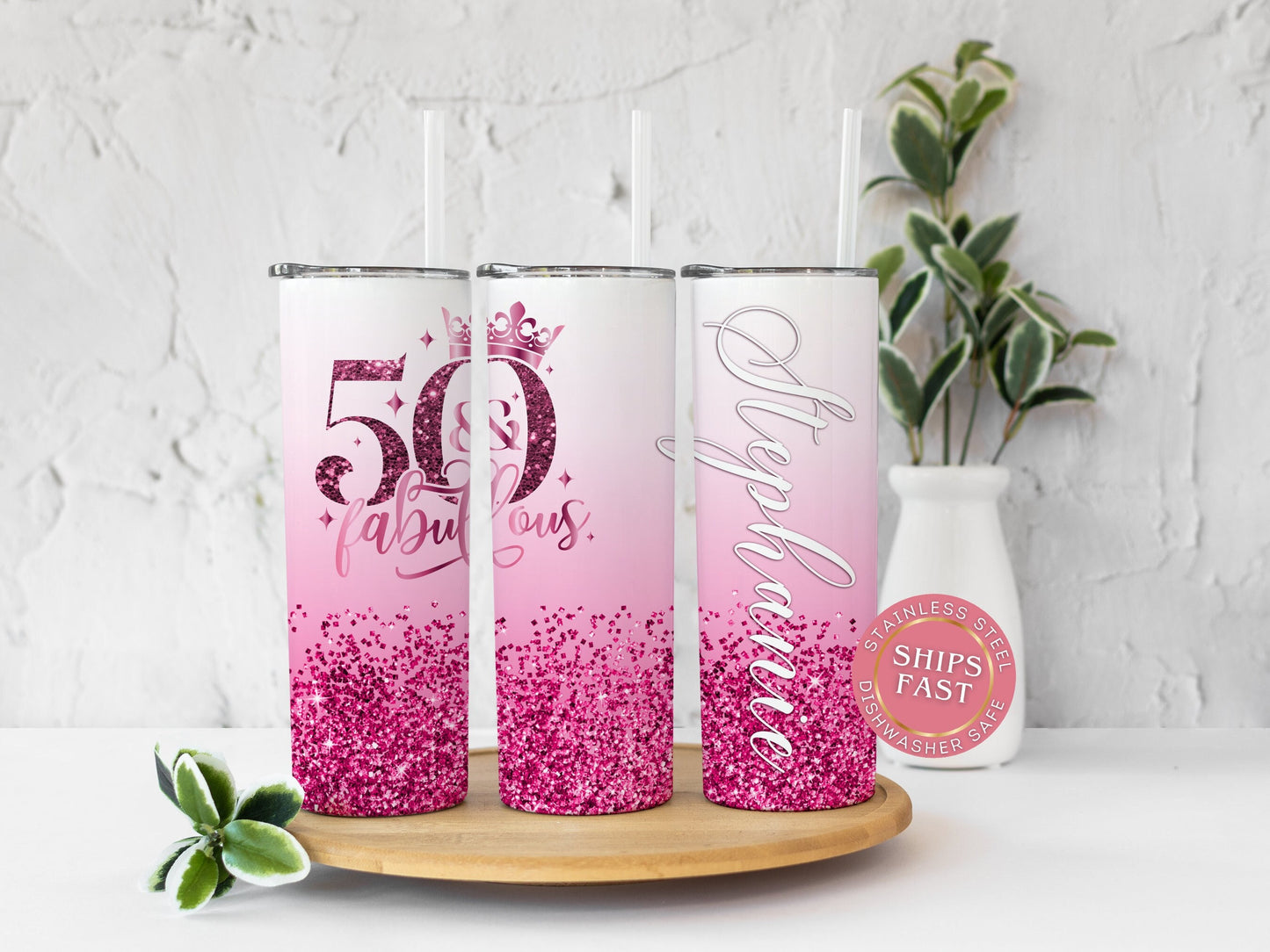 Personalized 50th Birthday Tumbler - Fabulous Gift Cup for Her | Perfect 50th Celebration Favor