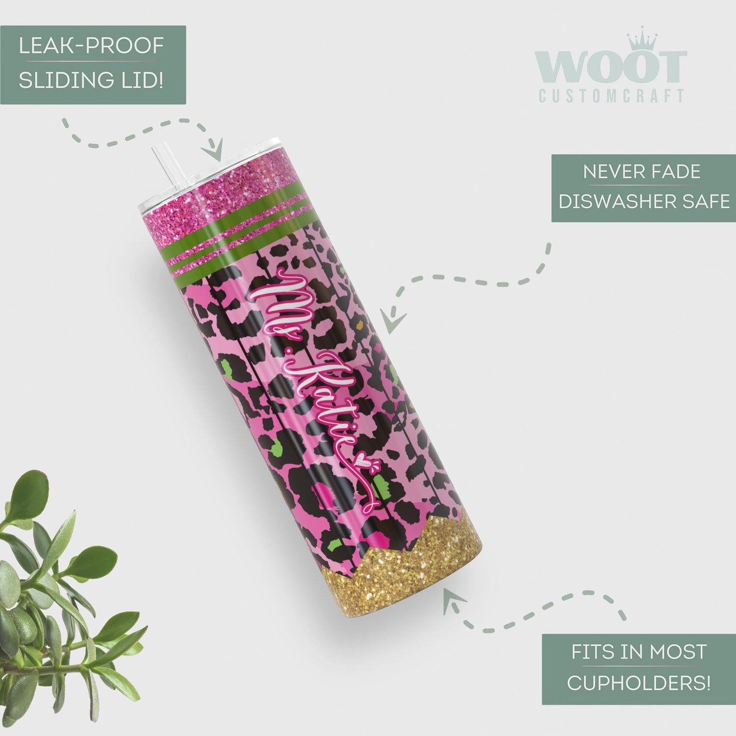 Customized Pink Leopard Teacher Tumbler - Personalized Gift for Educators