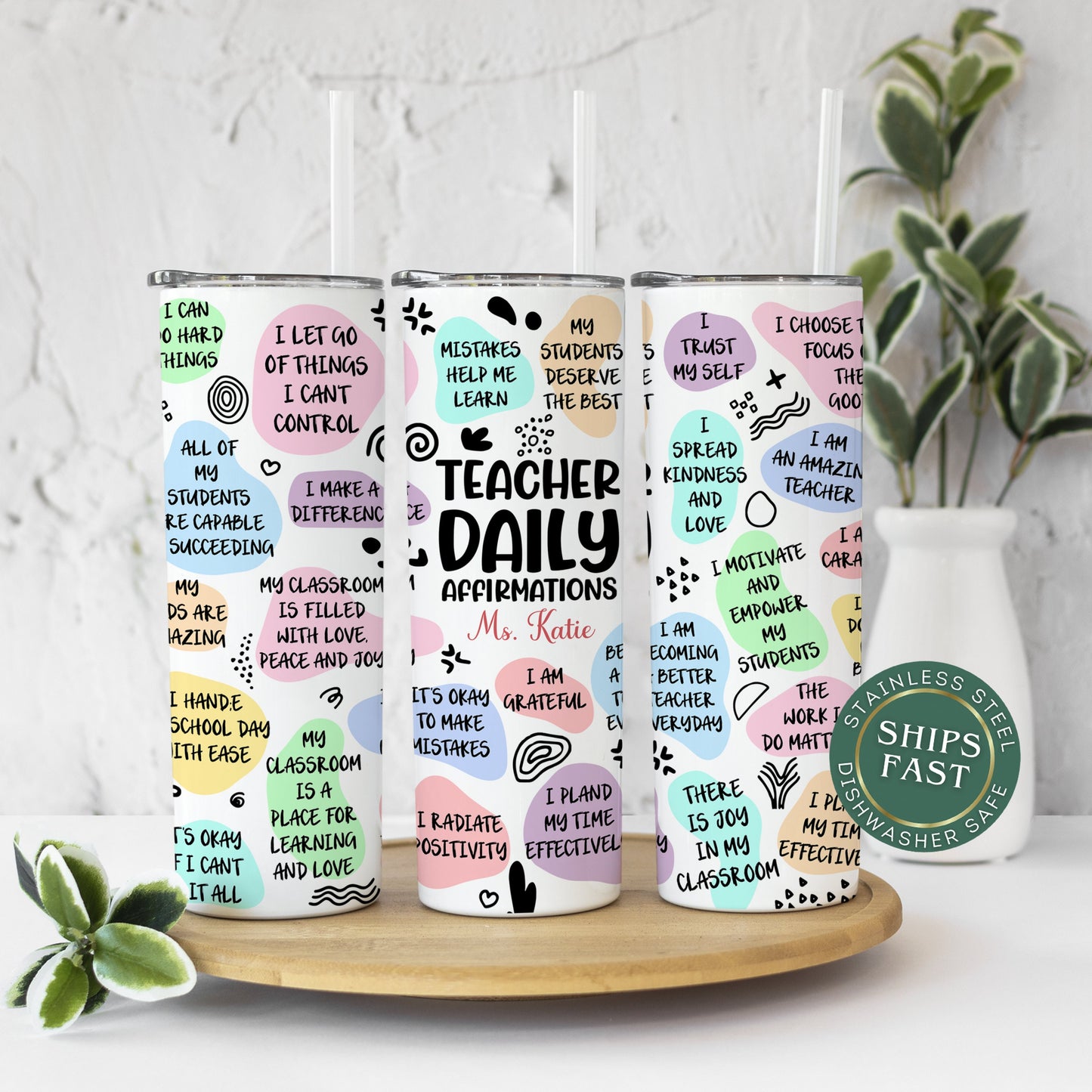 Teacher Daily Affirmation Tumbler Personalized, Teacher Gift, Teacher Affirmation Personalized, Teacher Tumbler, Teacher Appreciation Gift