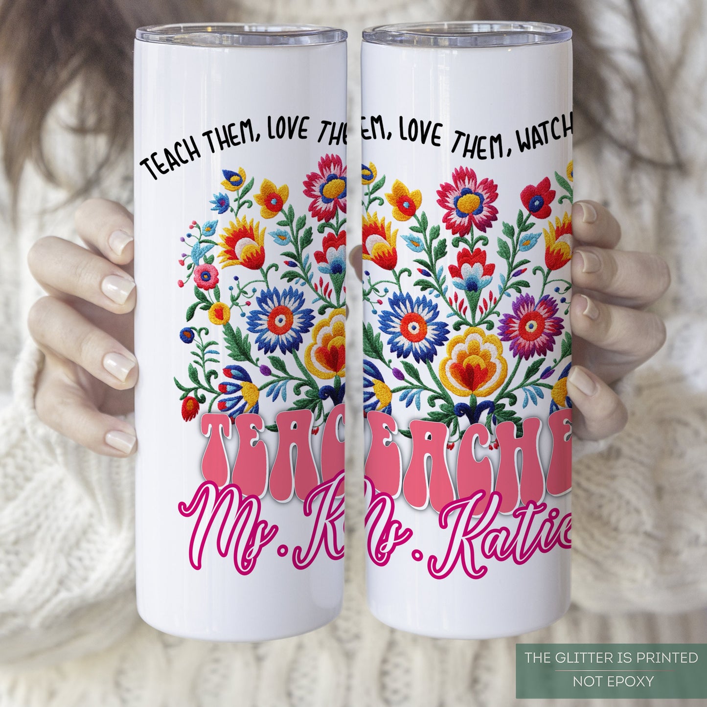 Personalized Wildflower Teacher Tumbler - Custom Floral Appreciation Gift