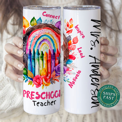 Personalized Preschool Teacher Tumbler - Ideal Appreciation Gift Travel Cup