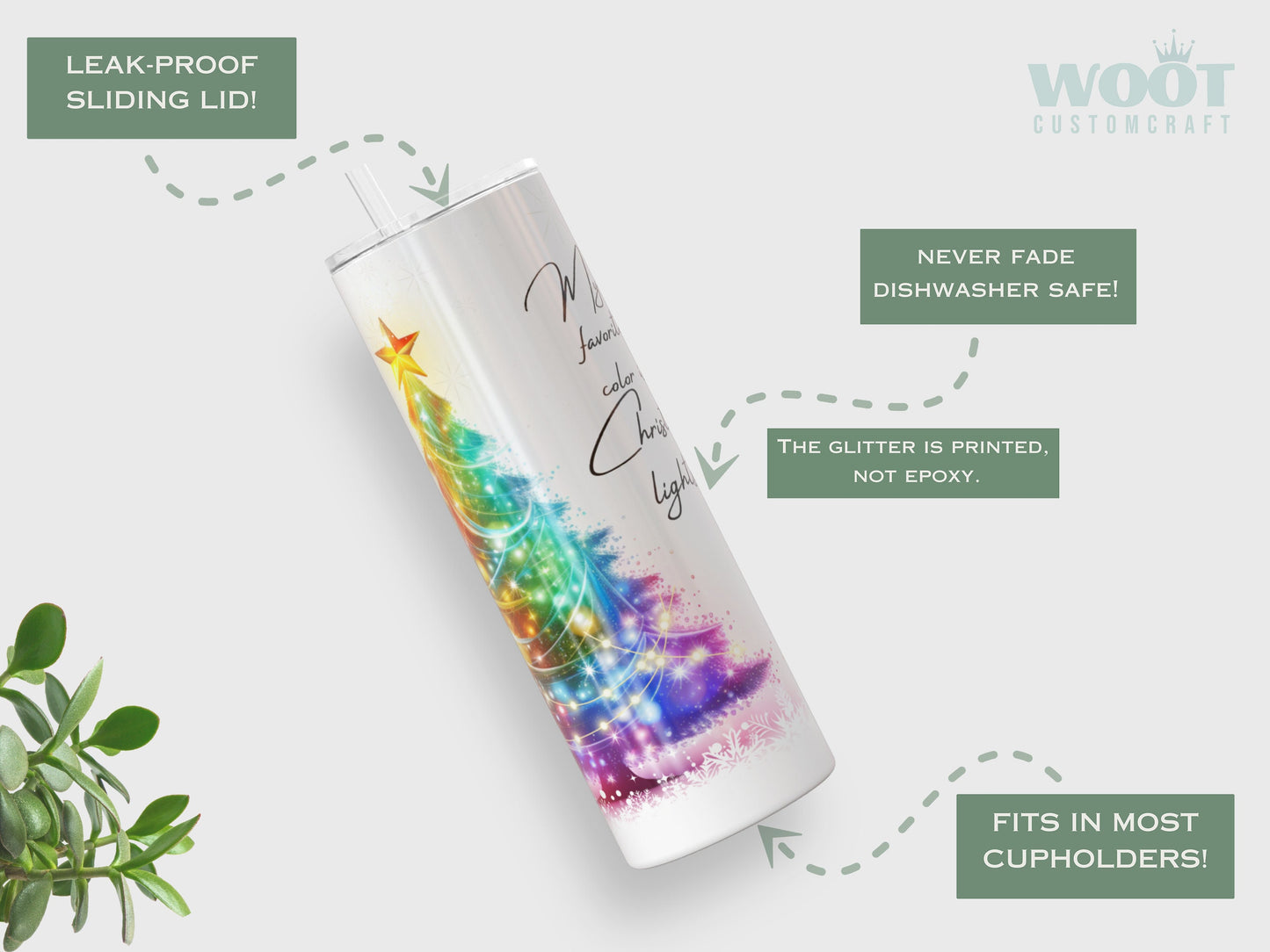 Personalized Light Up Tumbler - Christmas Lights Gift for Her