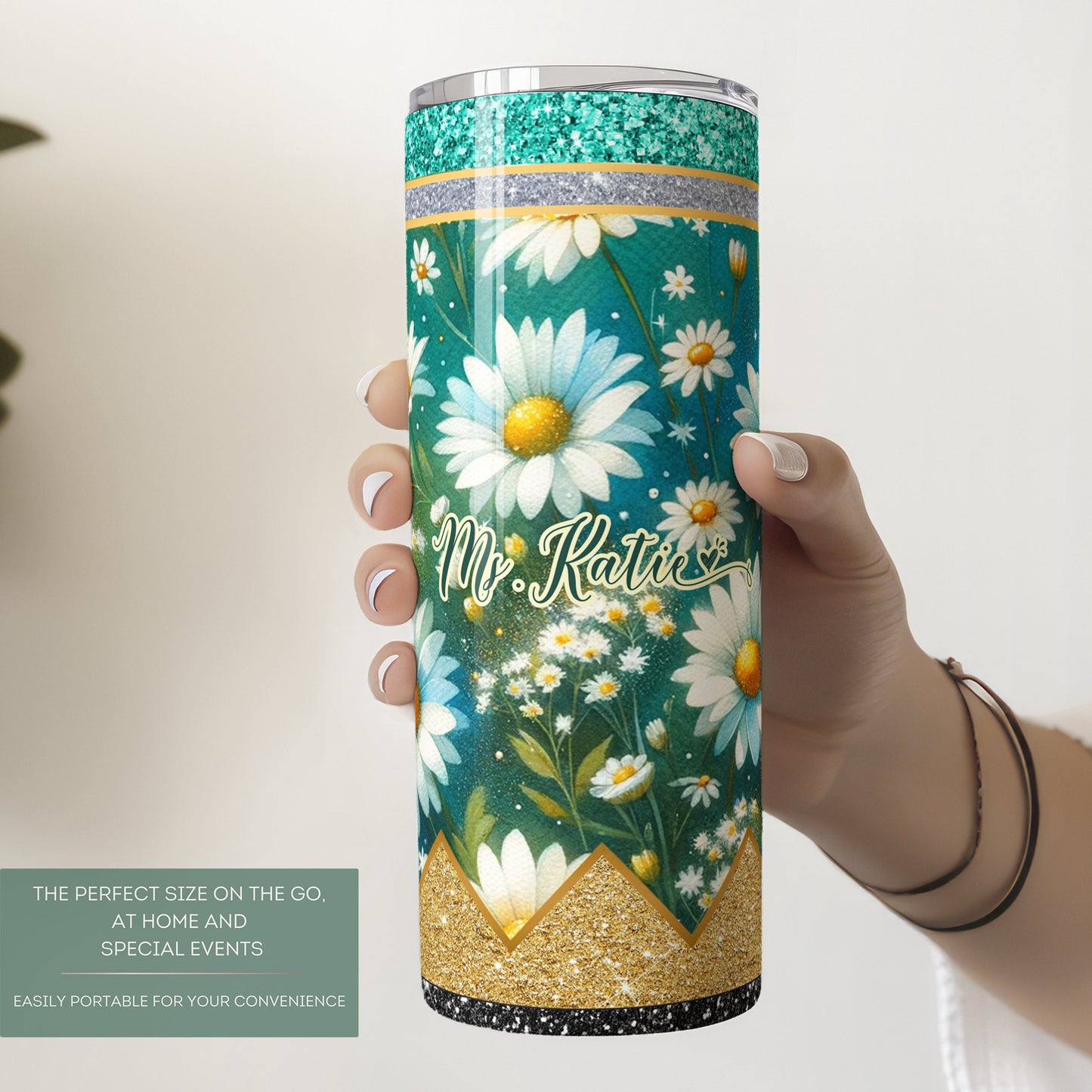 Personalized Teacher Tumbler - Daisy Design for Back to School Appreciation Gift