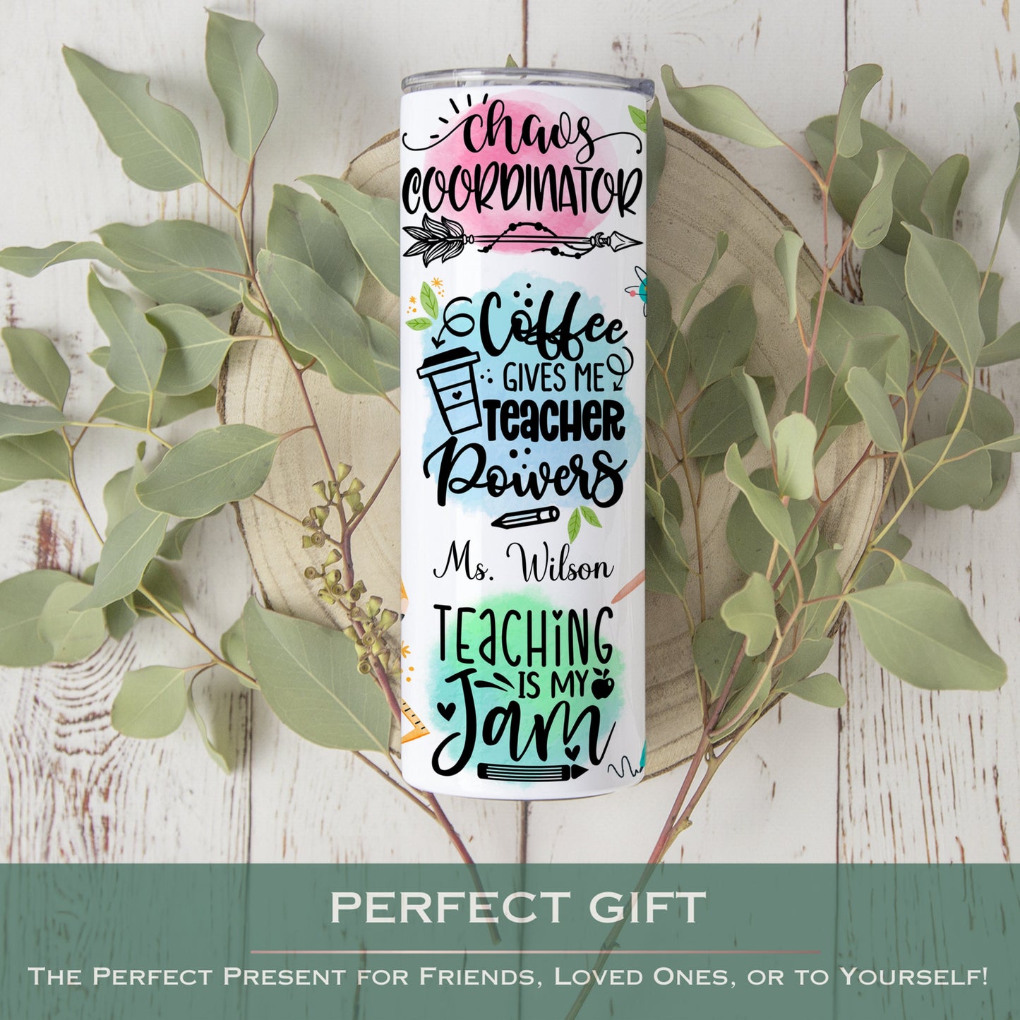 Personalized Teacher Tumbler - Chaos Coordinator Affirmation Appreciation Gift