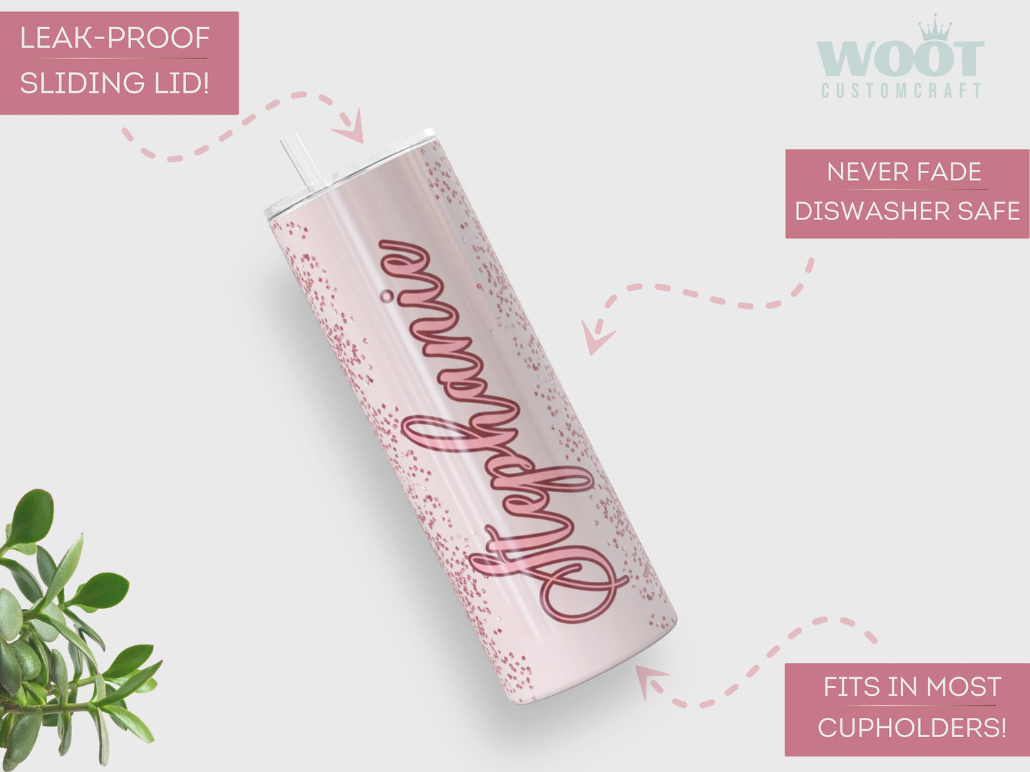 Rose Gold Ombre Glitter Tumbler - Sparkling Gift for Mom