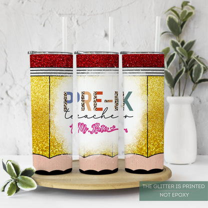 Personalized Pre-K Teacher Tumbler - Custom Gift for Preschool Educators
