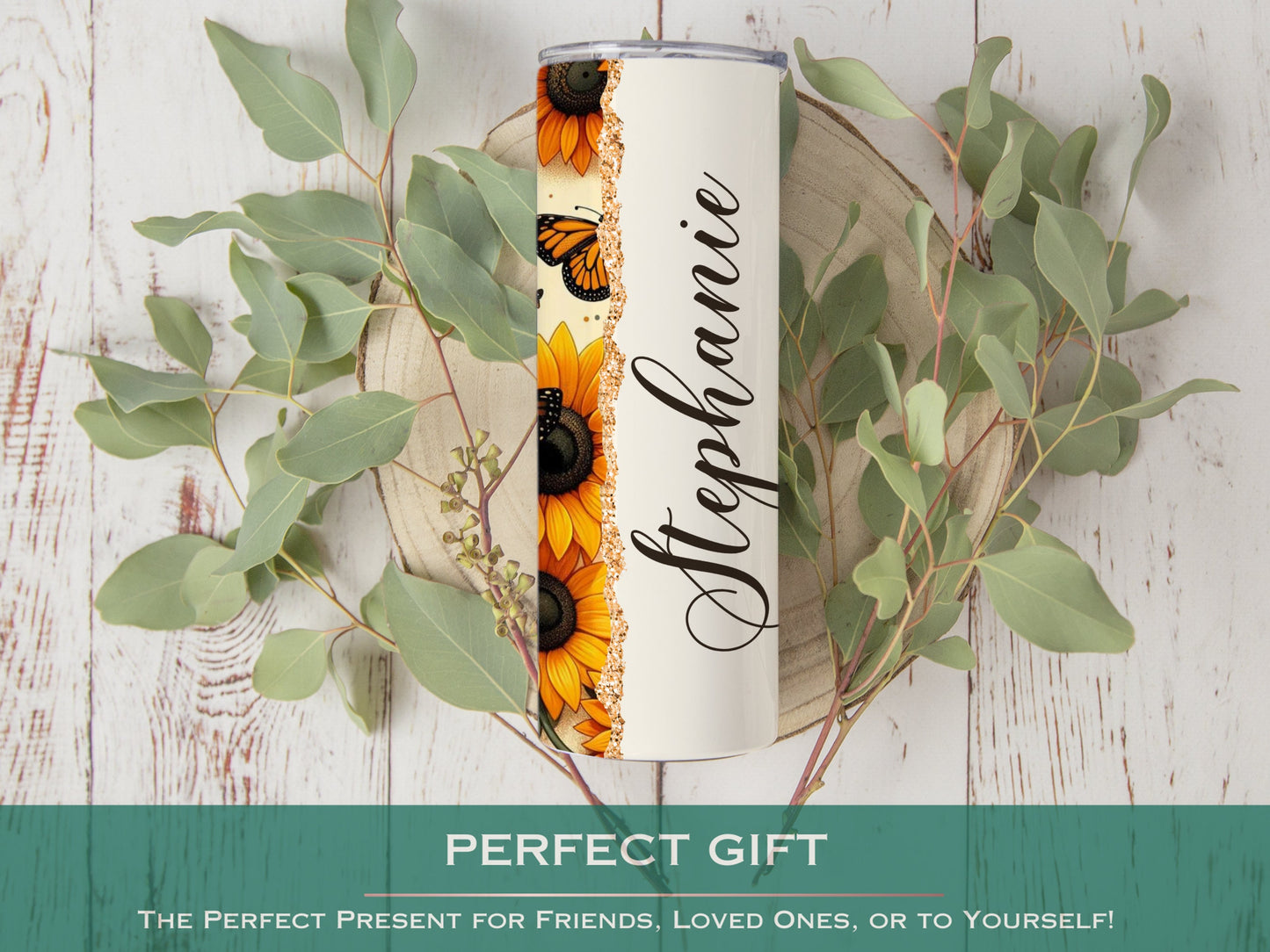 Personalized Sunflower Tumbler - Custom Floral Gift for Sunflower Lovers