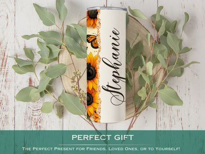 Personalized Sunflower Tumbler - Custom Floral Gift for Sunflower Lovers