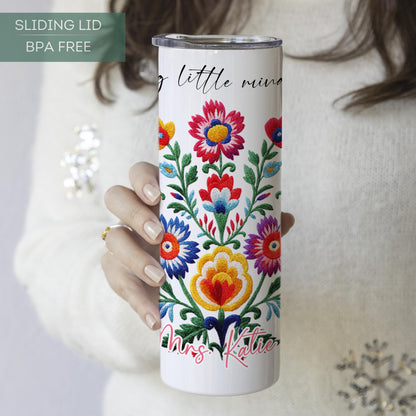 Customized Teacher Tumbler - Floral Appreciation Gift Helping Little Minds Grow