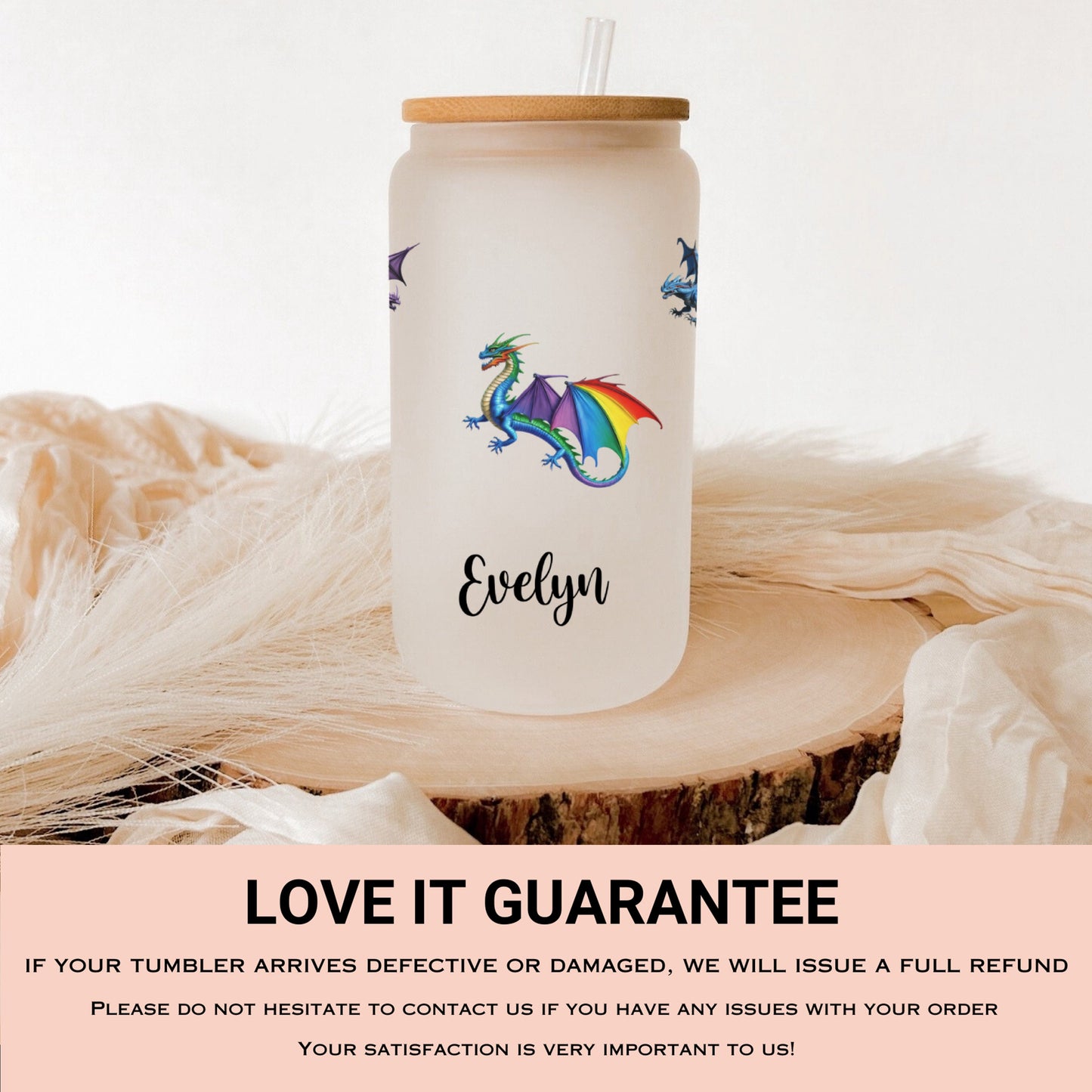 Personalized Dragon Frosted Tumbler - Custom Coffee Cup for Dragon Lovers