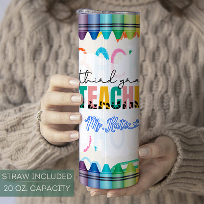 Personalized Third Grade Teacher Tumbler - Custom Appreciation Gift