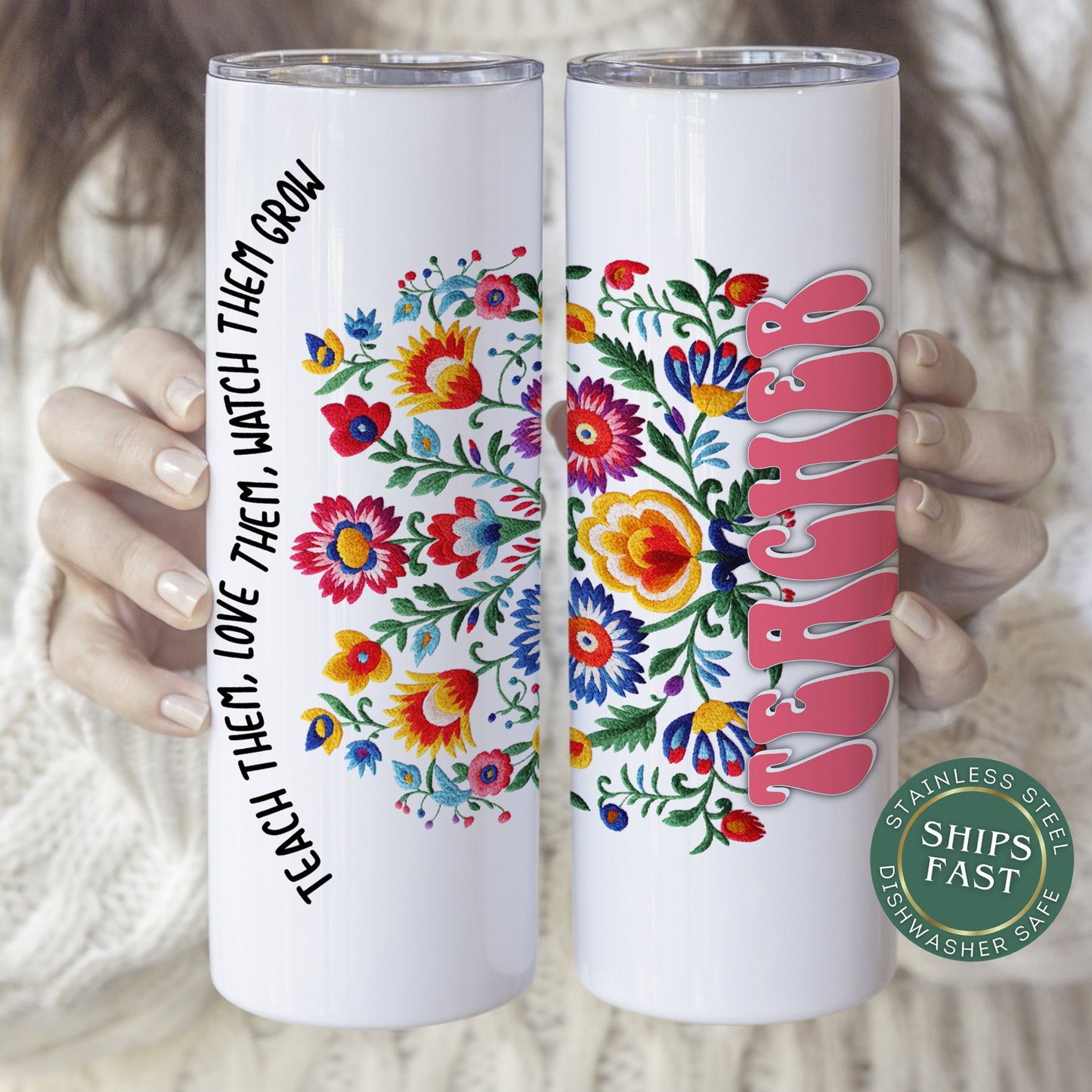 Personalized Wildflower Teacher Tumbler - Custom Floral Gift for Teacher Appreciation