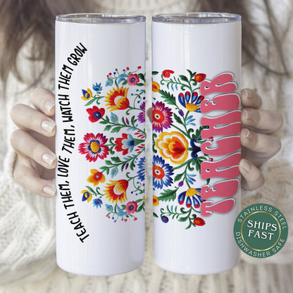 Personalized Wildflower Teacher Tumbler - Custom Floral Gift for Teacher Appreciation