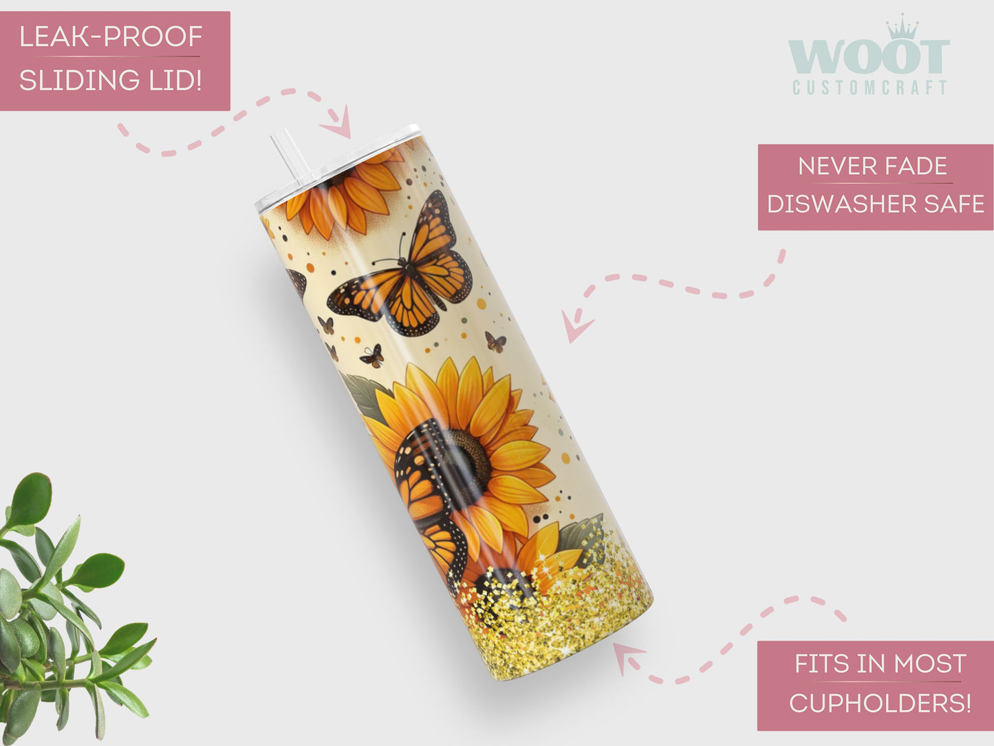 Personalized Sunflower Tumbler - Custom Floral Gift for Women and Sunflower Lovers